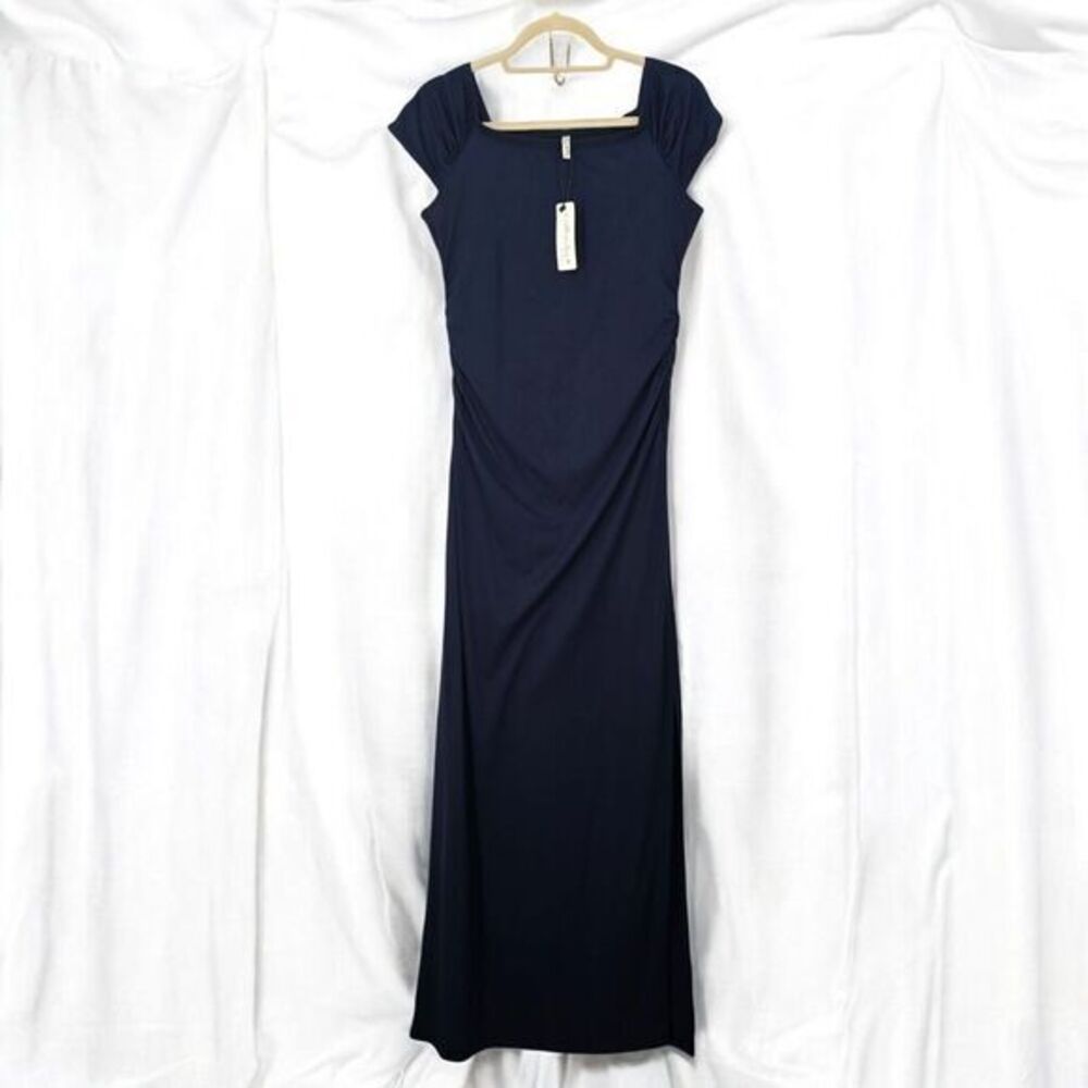 Mother Bee Maxi Maternity‎ Dress Women's Size Medium Blue Long Stretch Casual